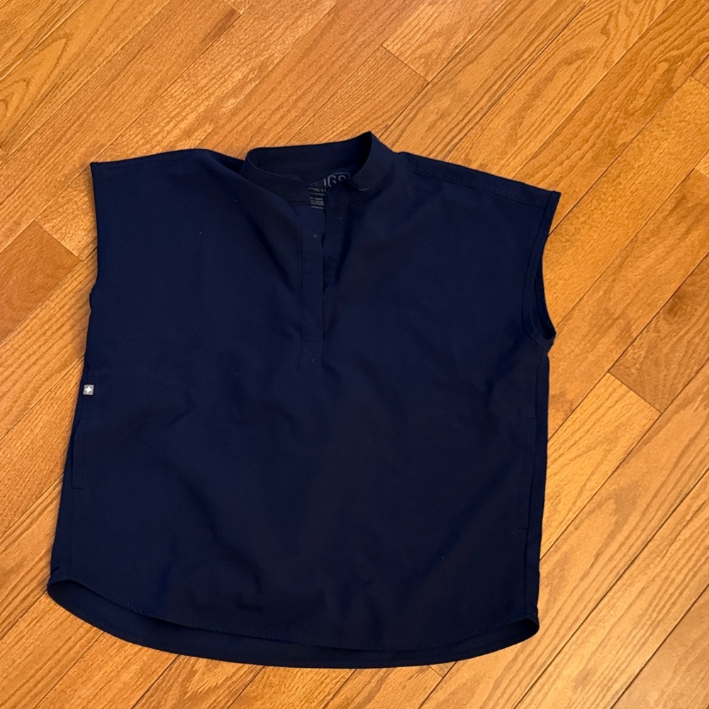 Figs Navy Sleeveless Henley Top